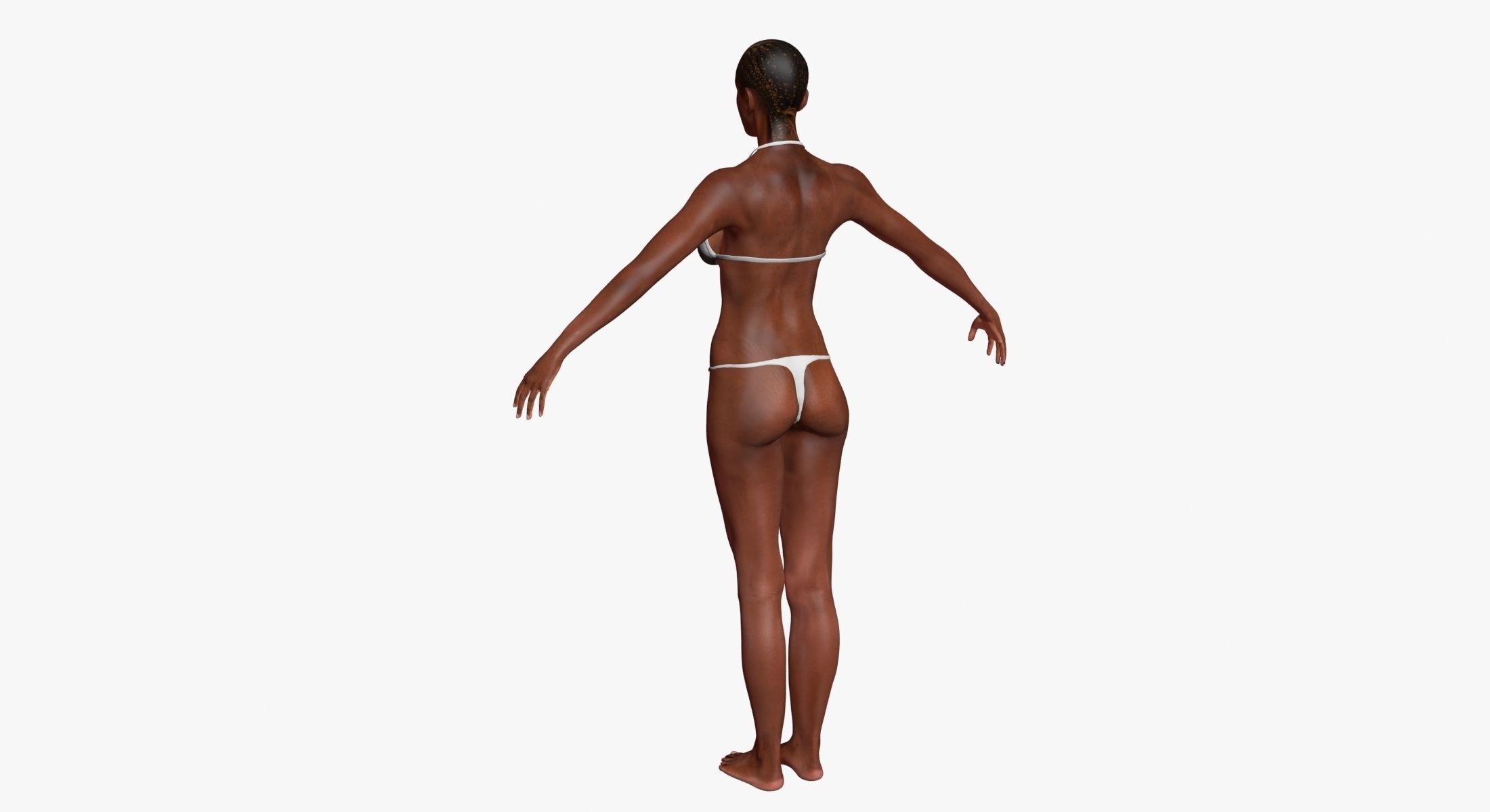 African American Female Body Skin With Bone Structure 3DSmax 3D model_6