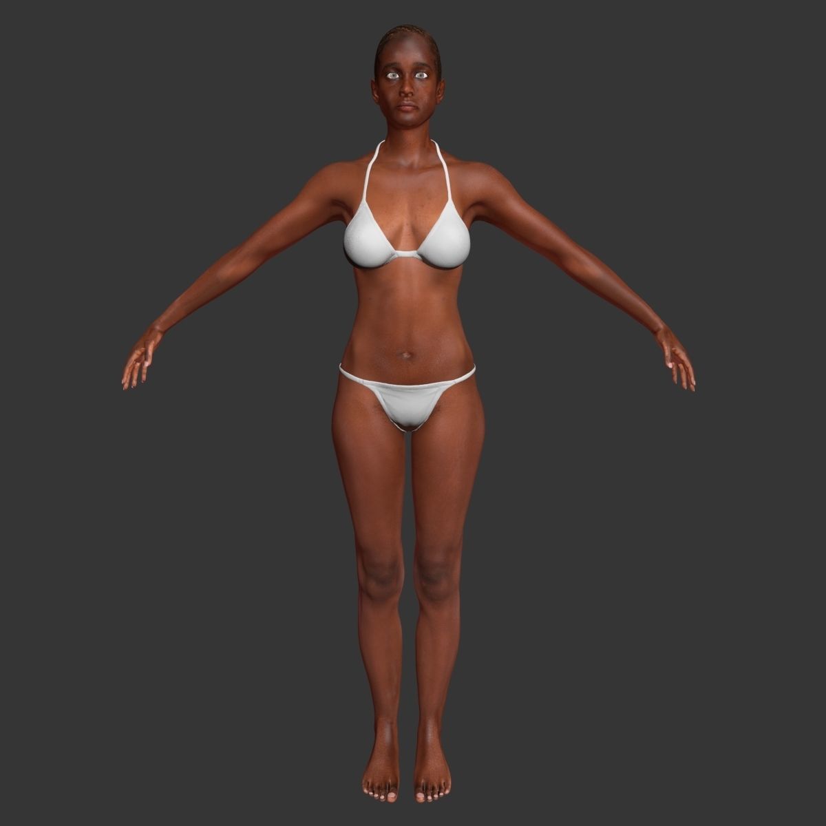 African American Female Body Skin With Bone Structure 3DSmax 3D model_3
