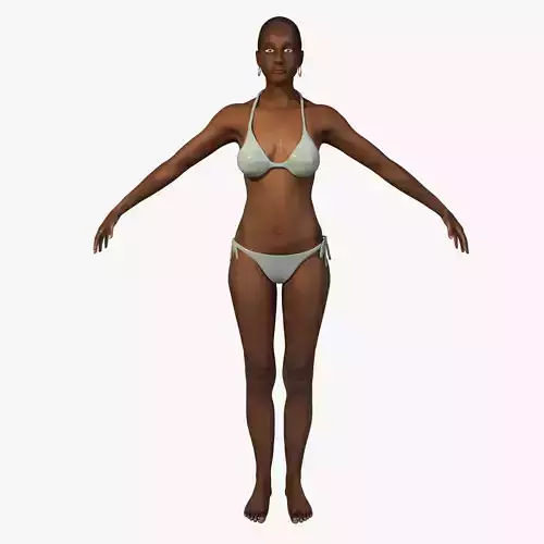 African American Woman Character With Bikini