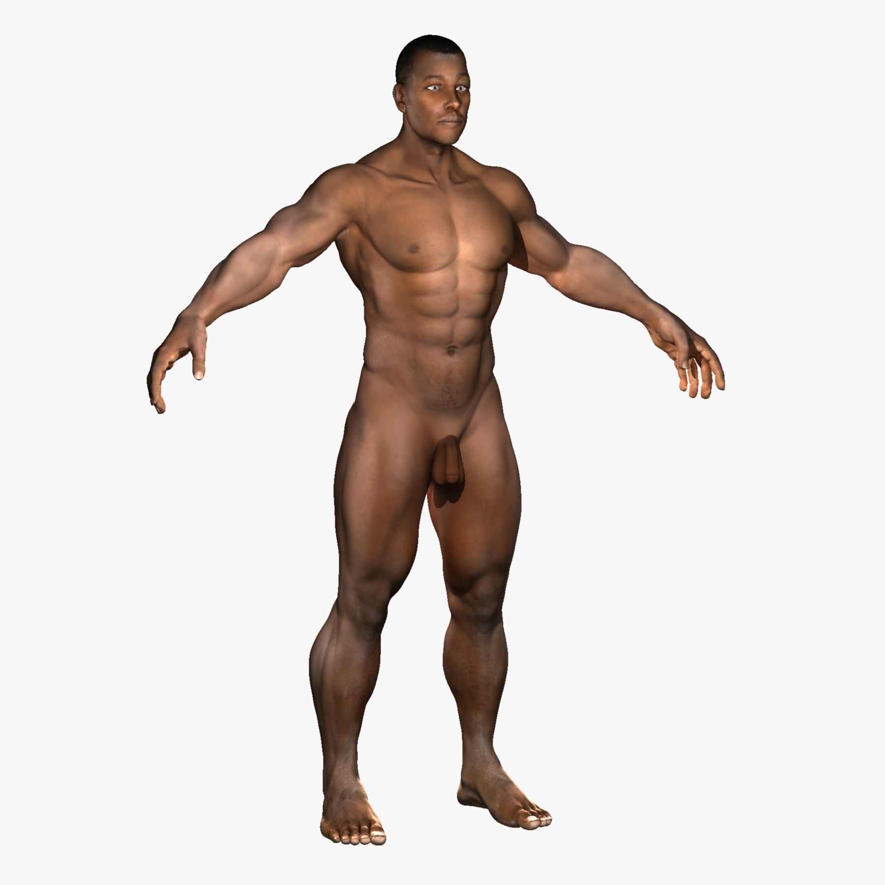 African American Female And Male With Skeleton Rigged 3D model_19