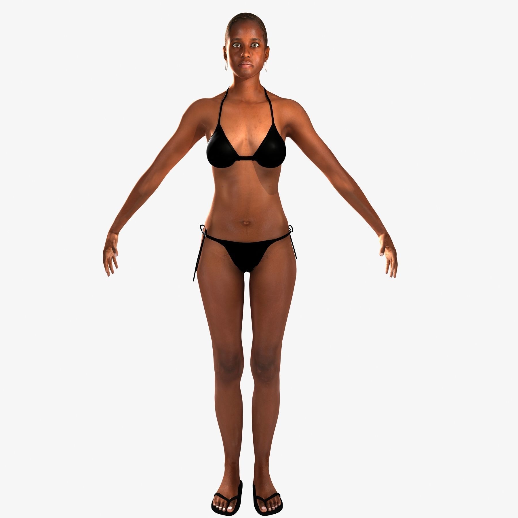 African American Female And Male With Skeleton Rigged 3D model_2