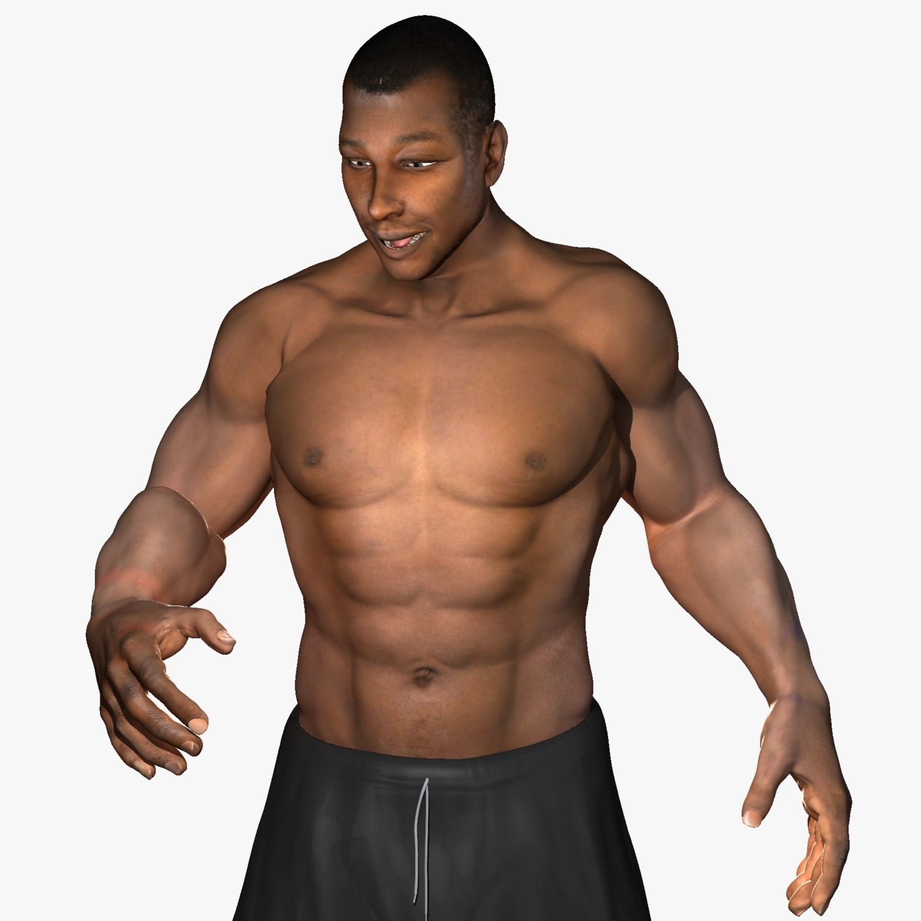African American Male And Female Rigged 3D model_6