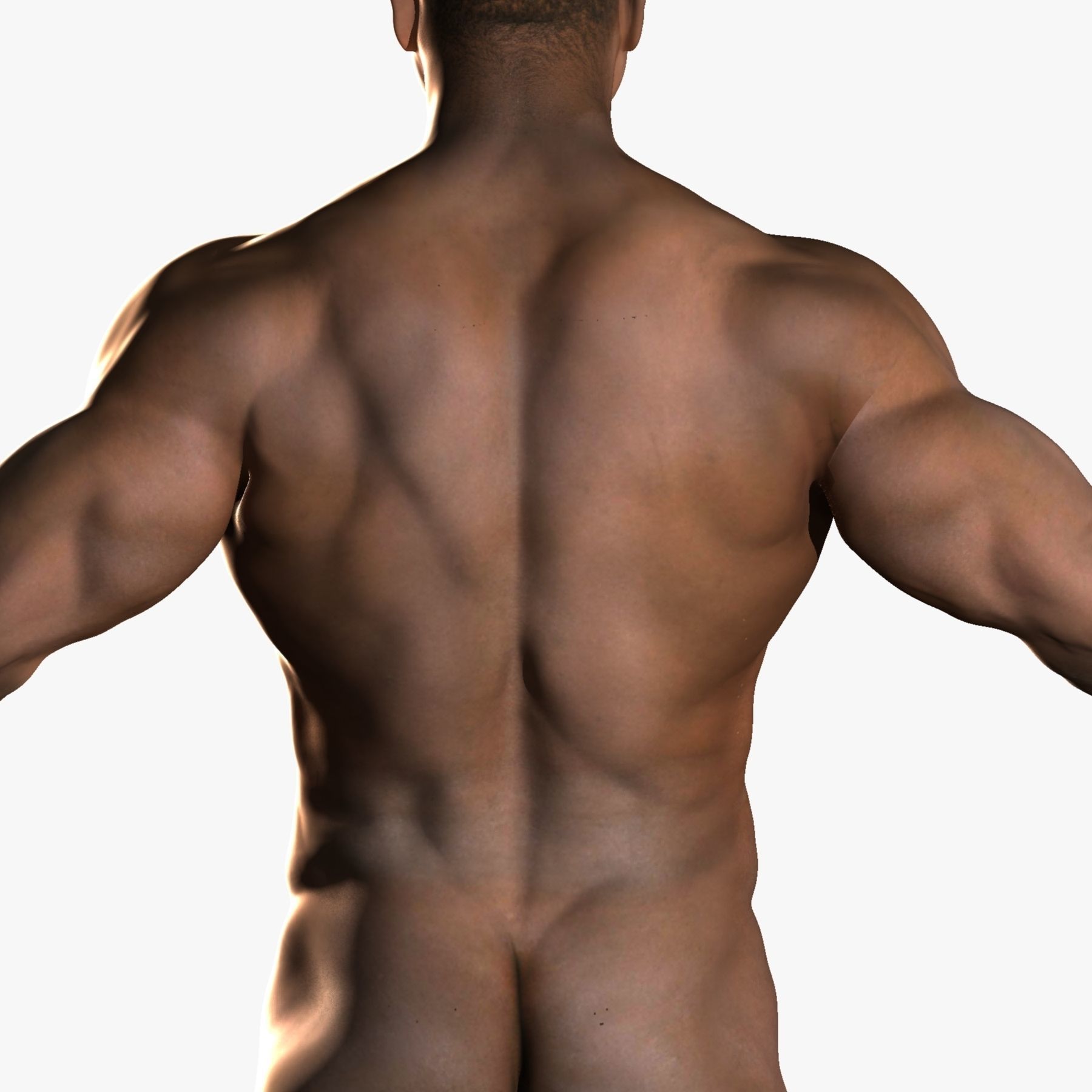 Muscular African American Male With Full Body Skeleton 3D model_7