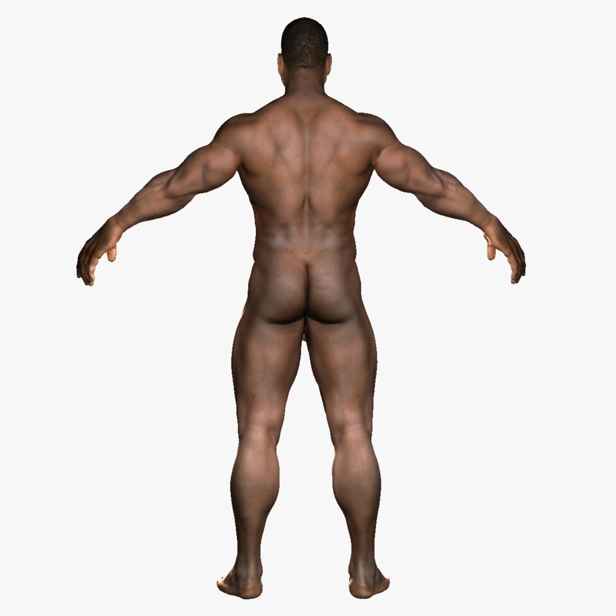 Muscular African American Male With Full Body Skeleton 3D model_5