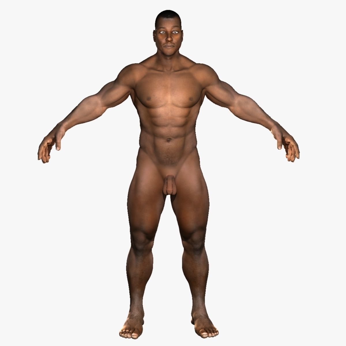 Muscular African American Male With Full Body Skeleton 3D model_4
