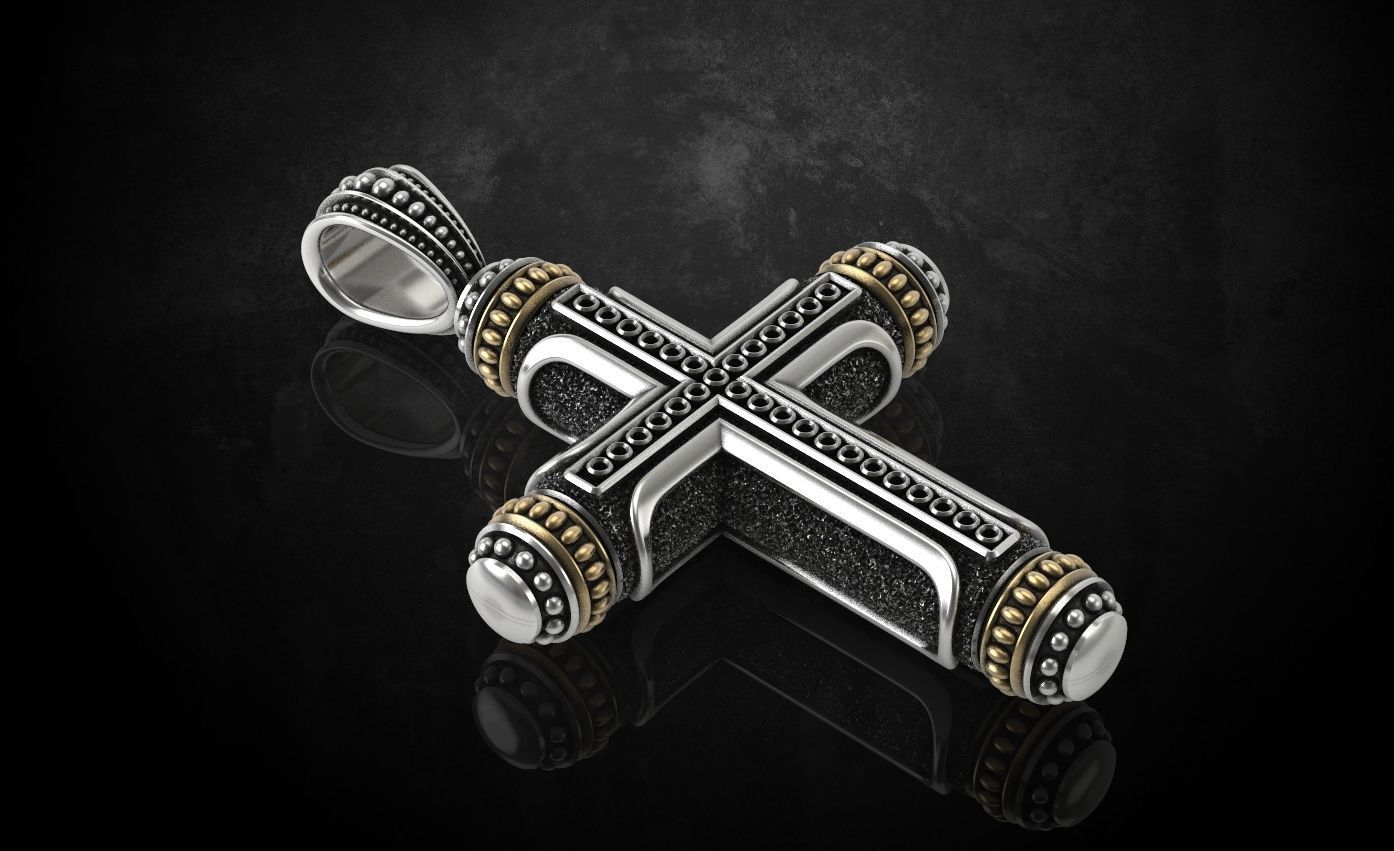 Native cross with heraldic lily 328 3D print model_7