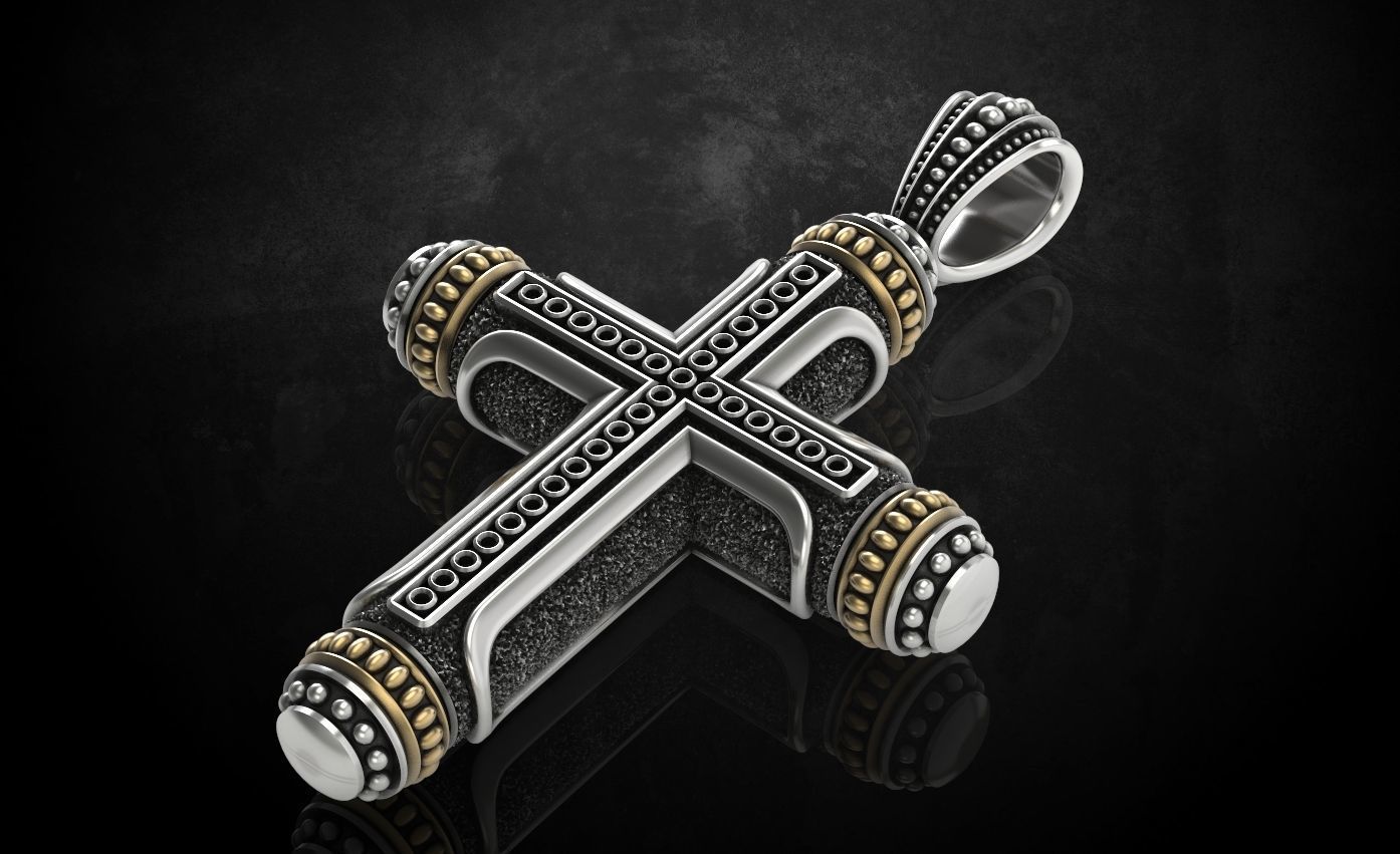 Native cross with heraldic lily 328 3D print model_2