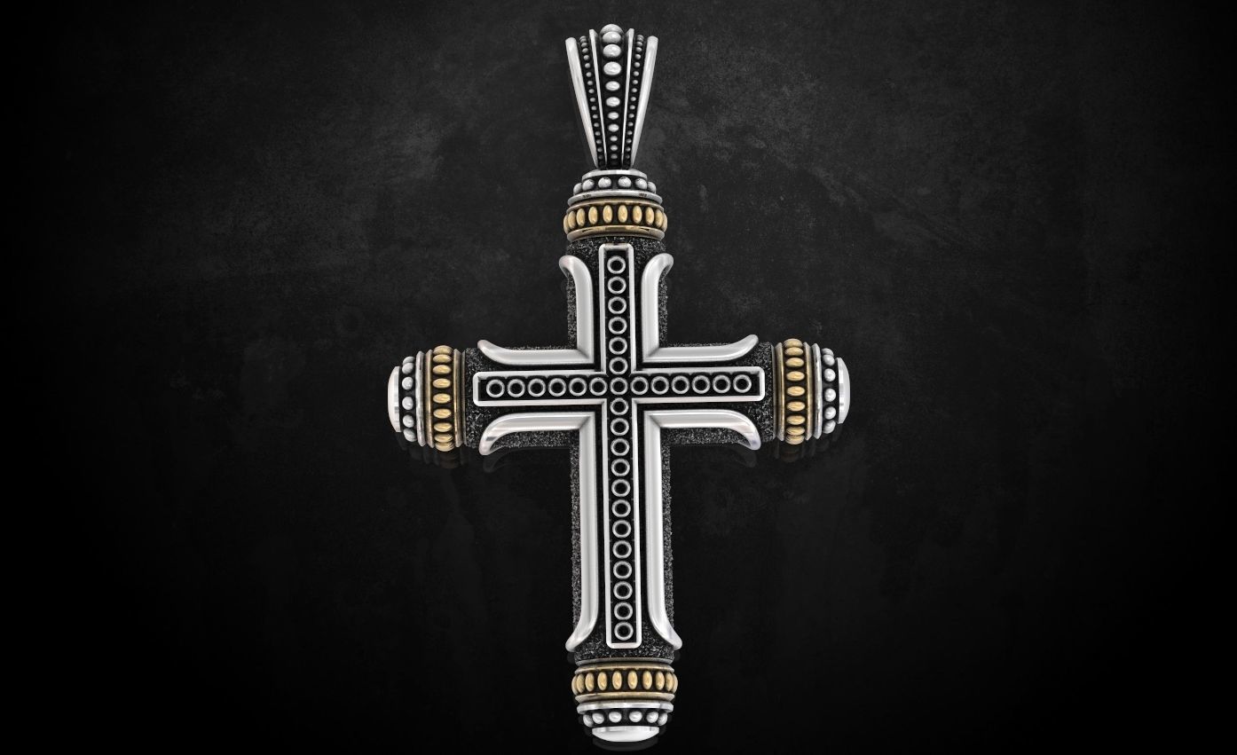 Native cross with heraldic lily 328 3D print model_6