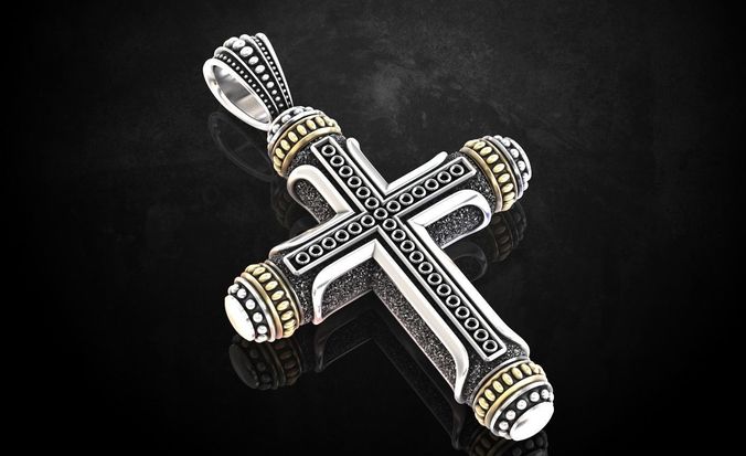 Native cross with heraldic lily 328 3D print model