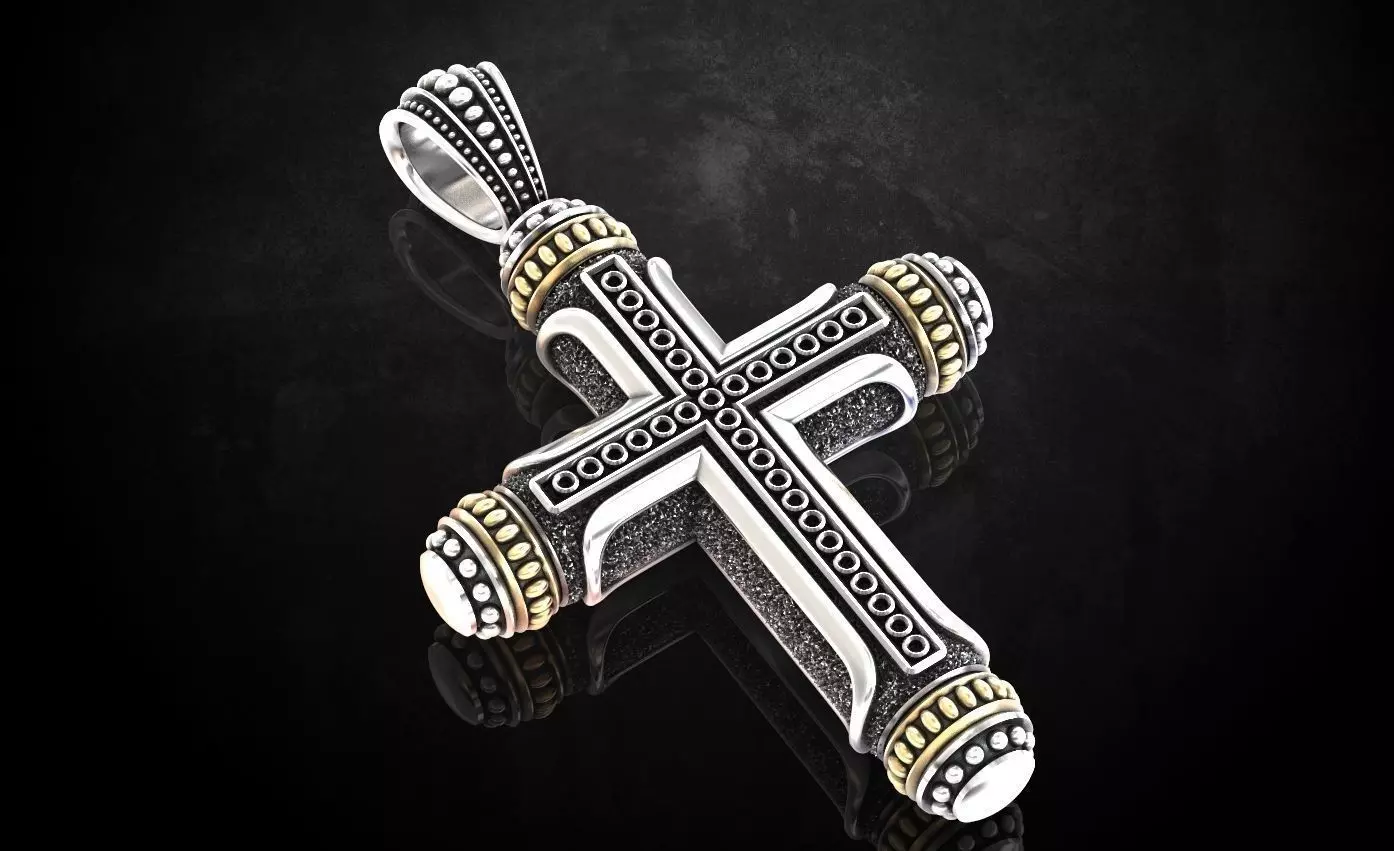 Native cross with heraldic lily 328 3D print model_0