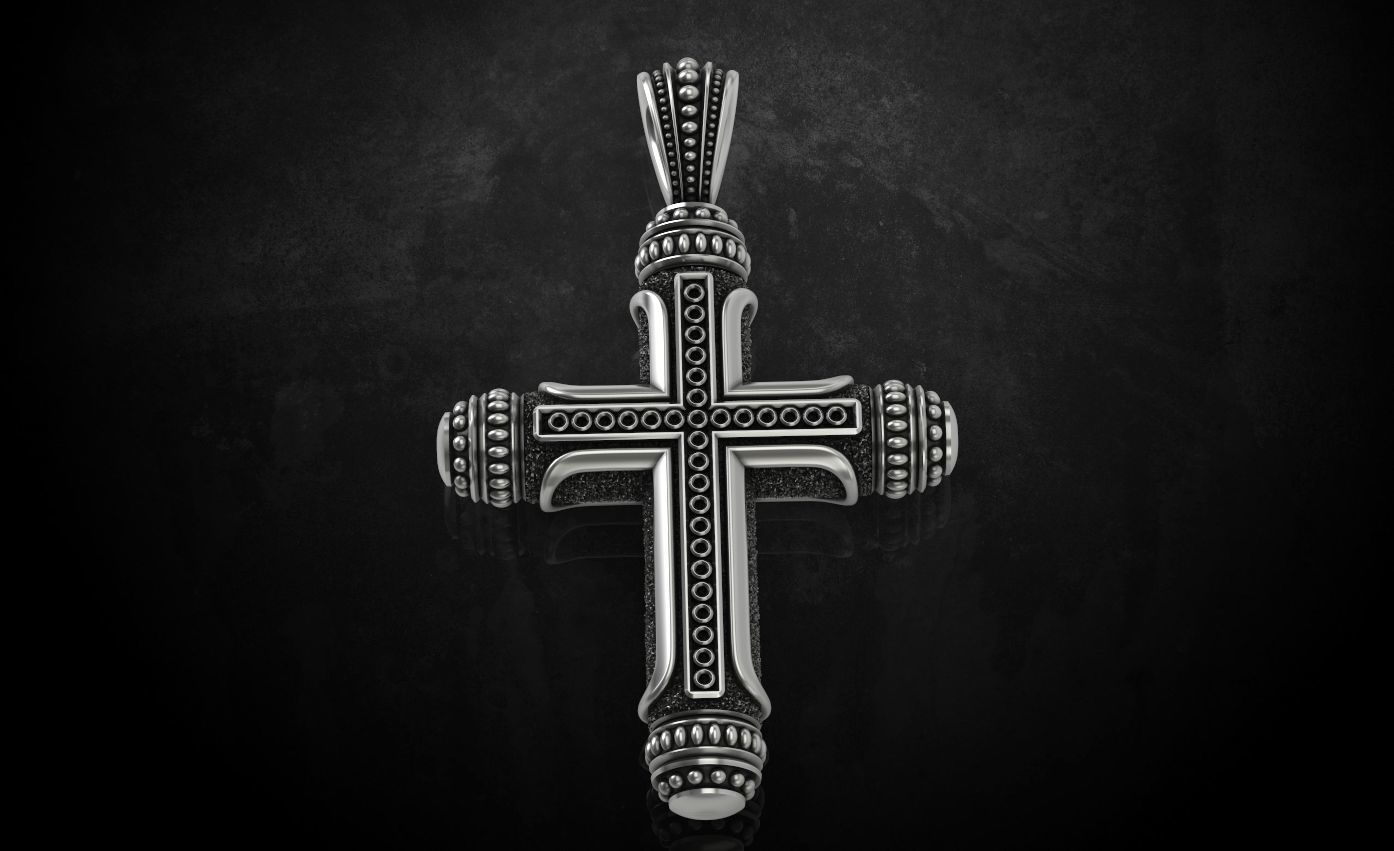 Native cross with heraldic lily 328 3D print model_5