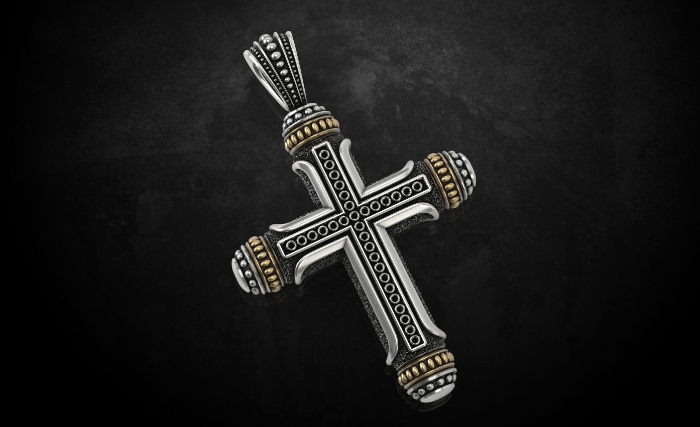 Native cross with heraldic lily 328 3D print model_1