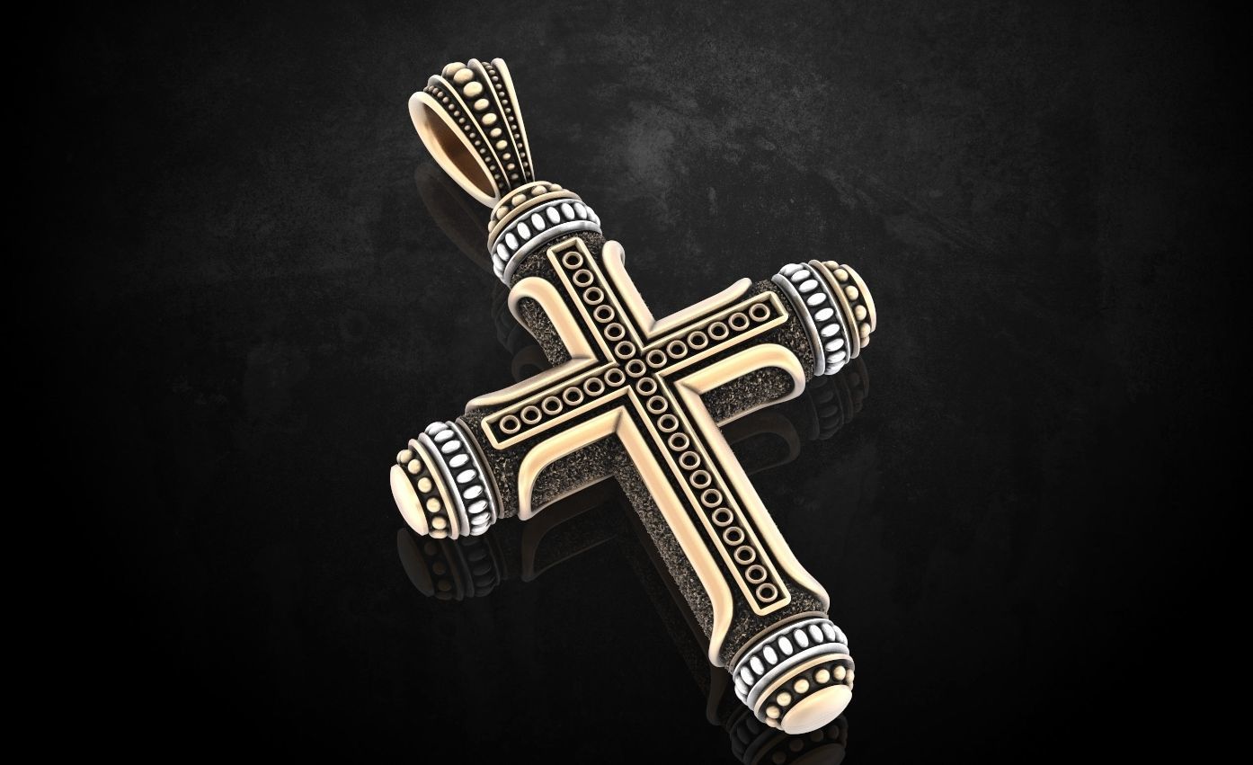 Native cross with heraldic lily 328 3D print model_3