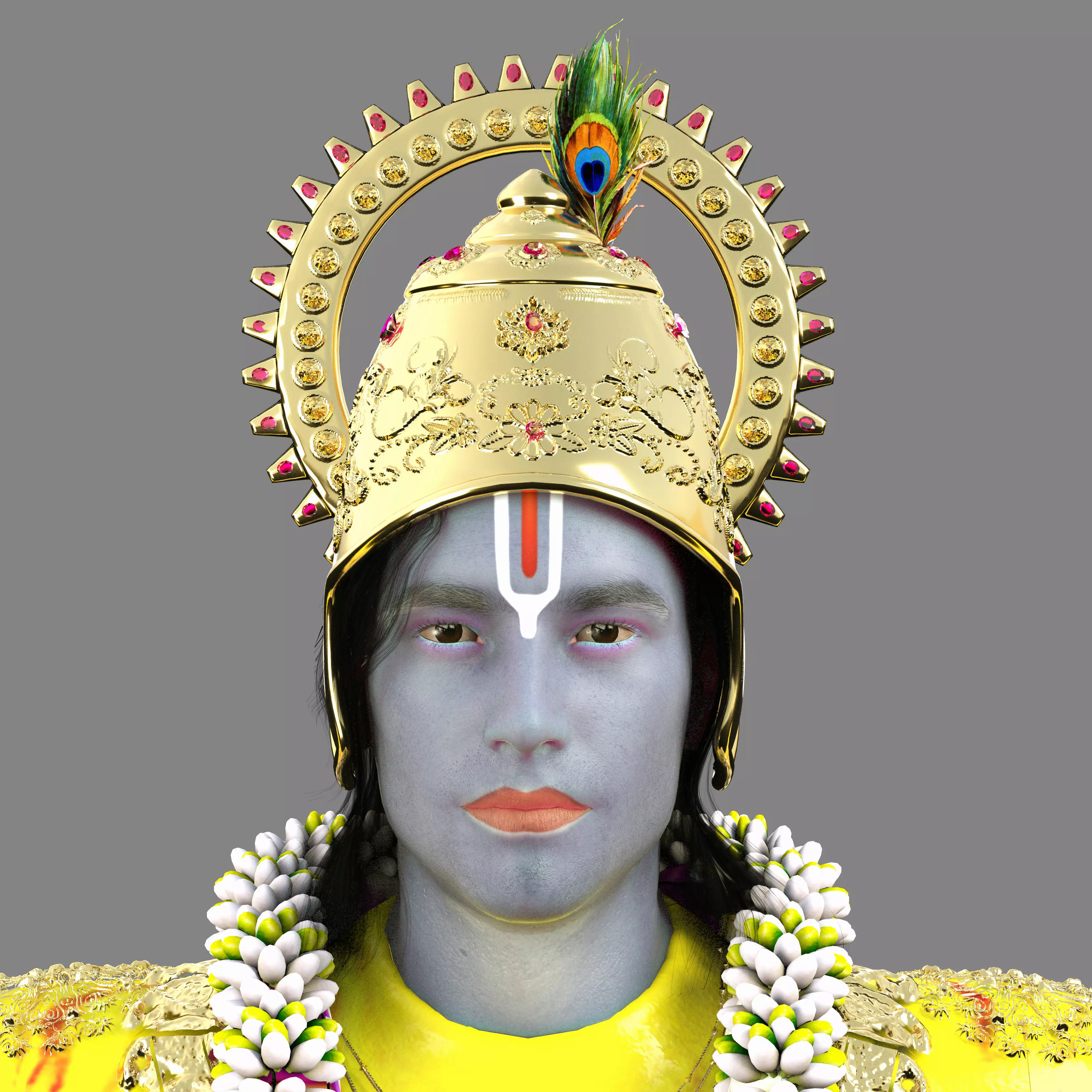 Lord Krishna Realistic Model 3D model_0