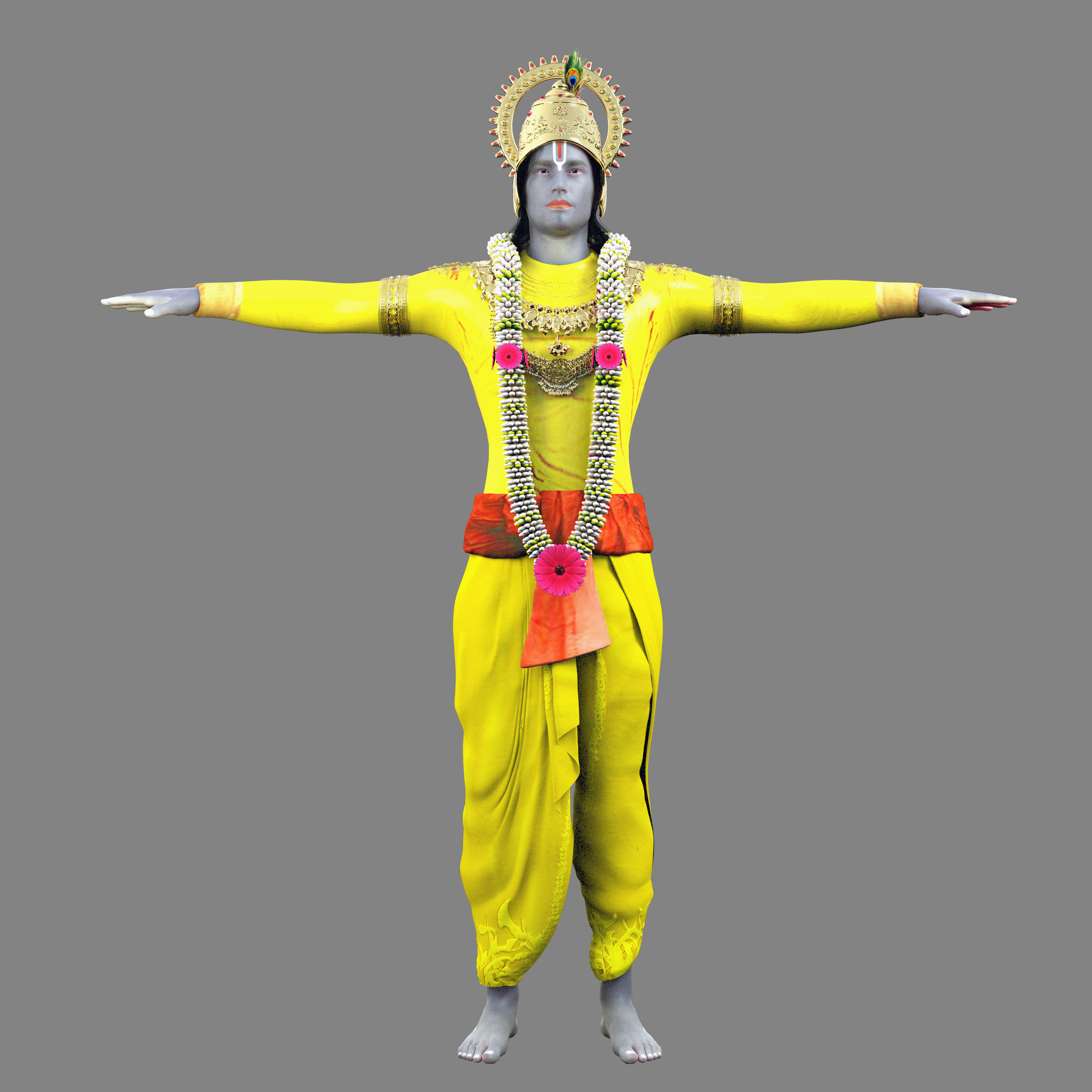 Lord Krishna Realistic Model 3D model_2