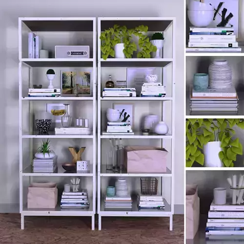Shelves with decor
