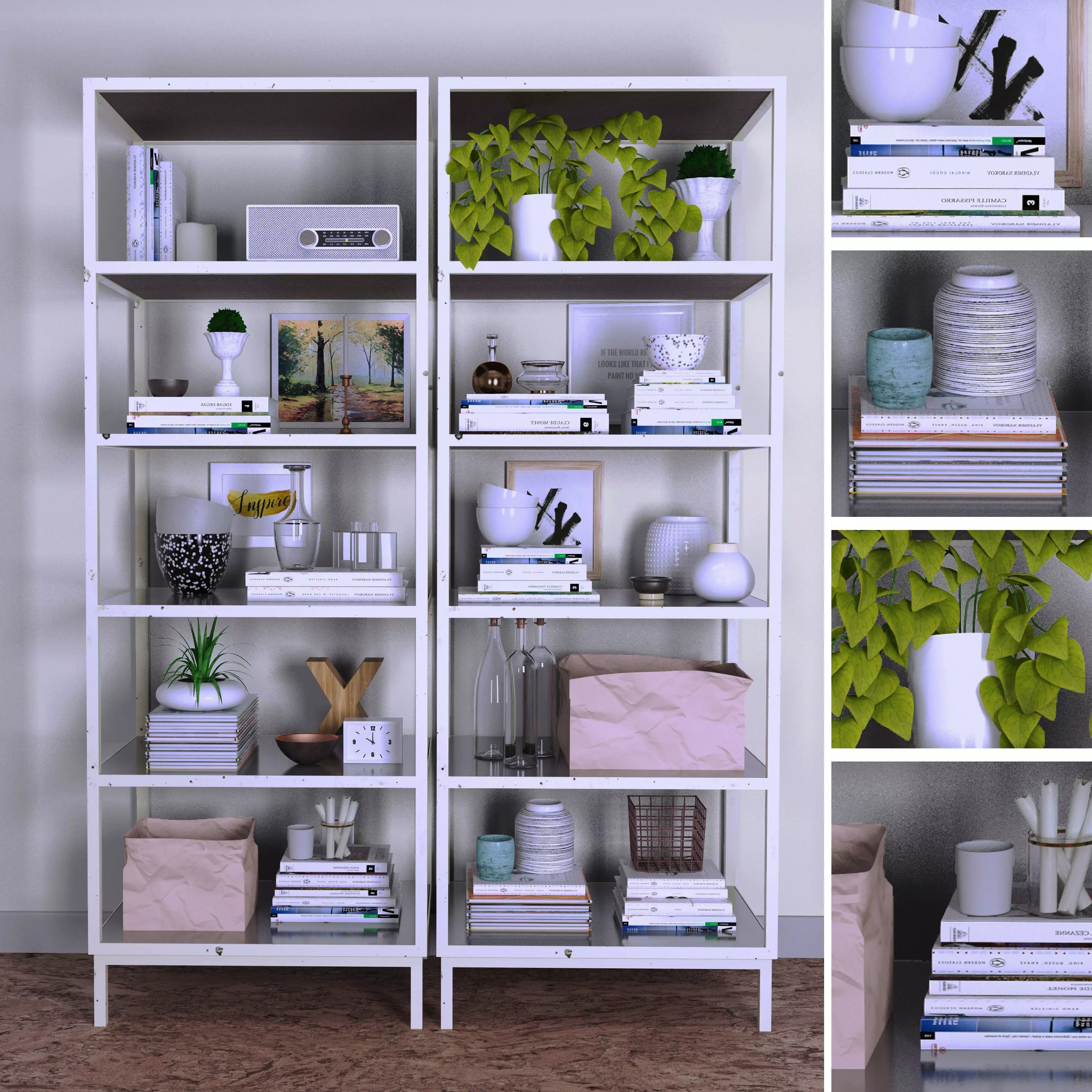 Shelves with decor 3D model_0
