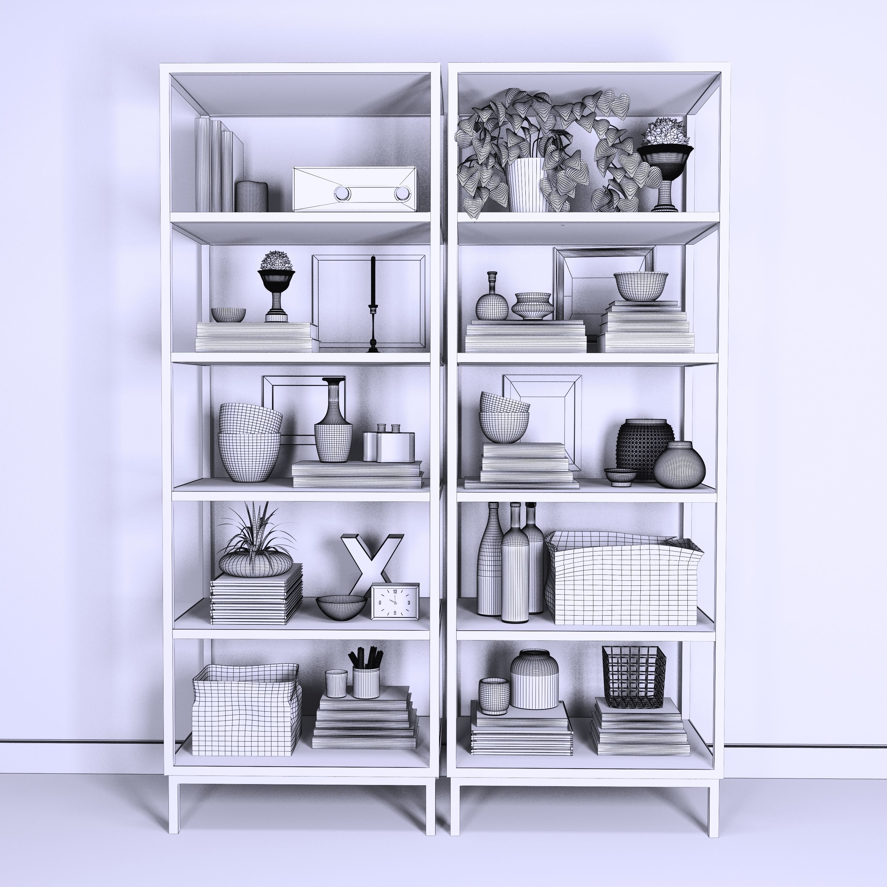 Shelves with decor 3D model_1