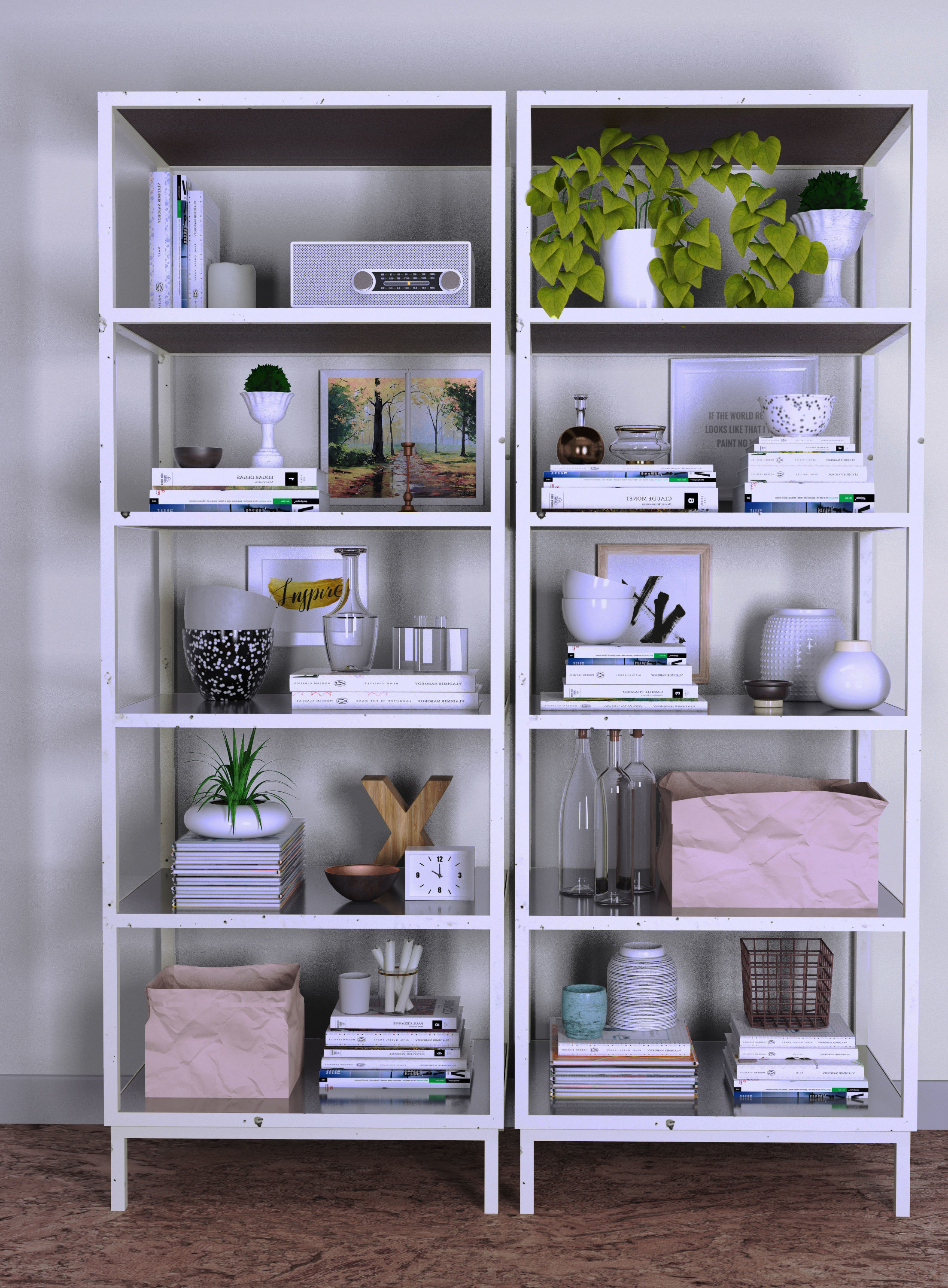 Shelves with decor 3D model_2