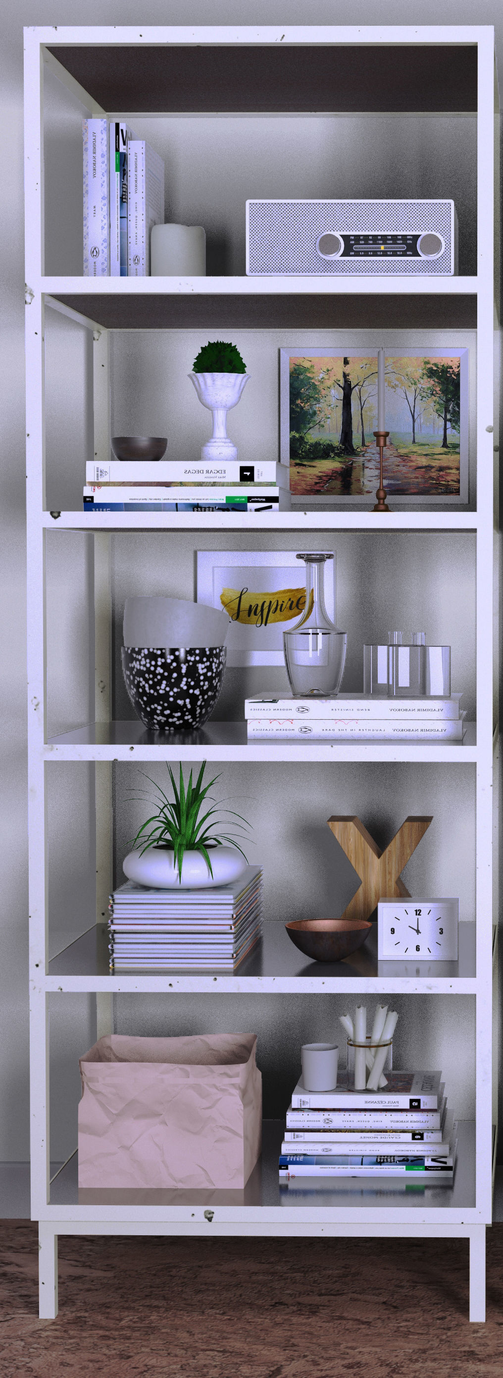 Shelves with decor 3D model_4