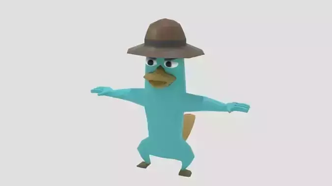 Platypus Perry LowPoly Rigged Low-poly 3D model