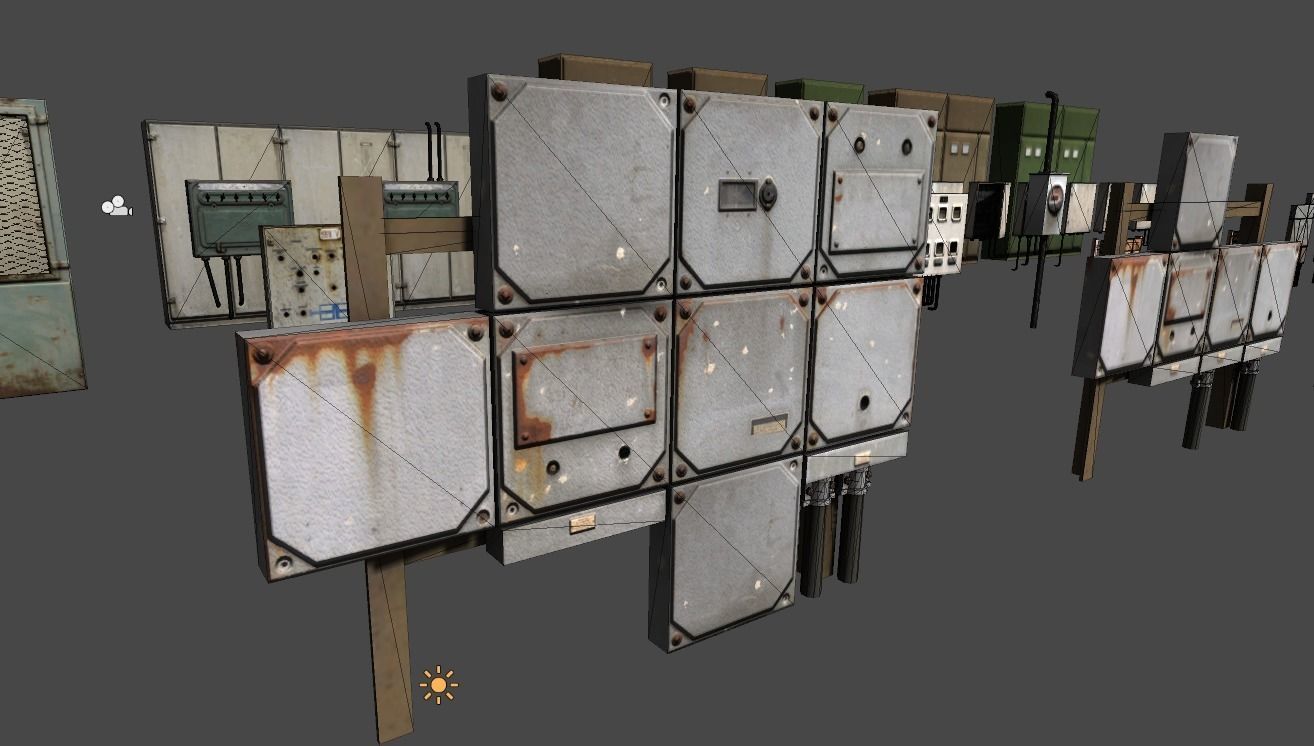 Power supply props collection Low-poly 3D model_11