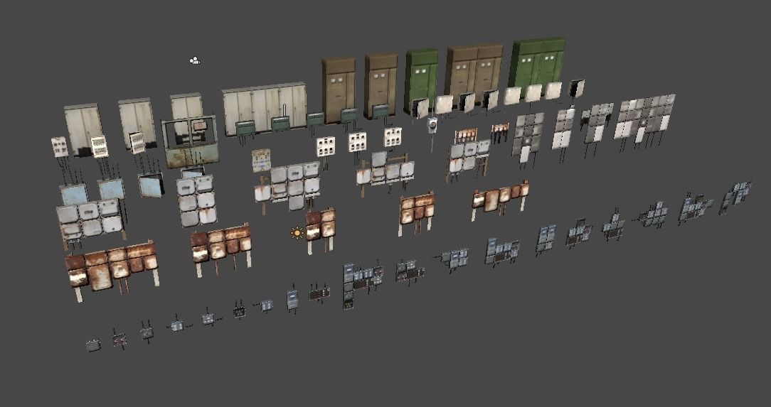 Power supply props collection Low-poly 3D model_12