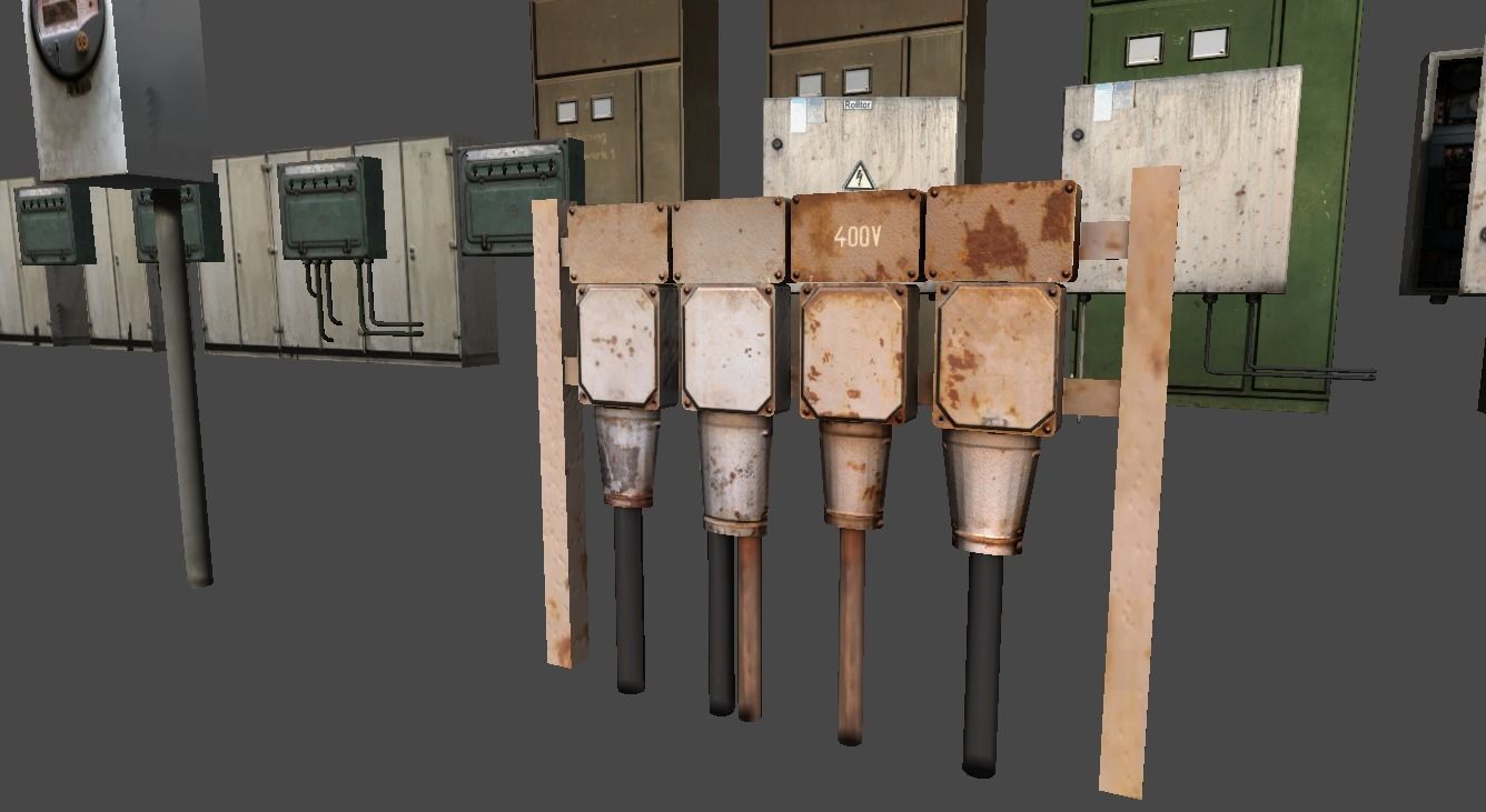 Power supply props collection Low-poly 3D model_6