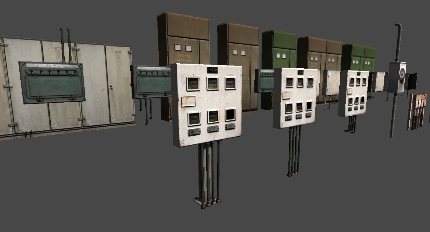 Power supply props collection Low-poly 3D model_4