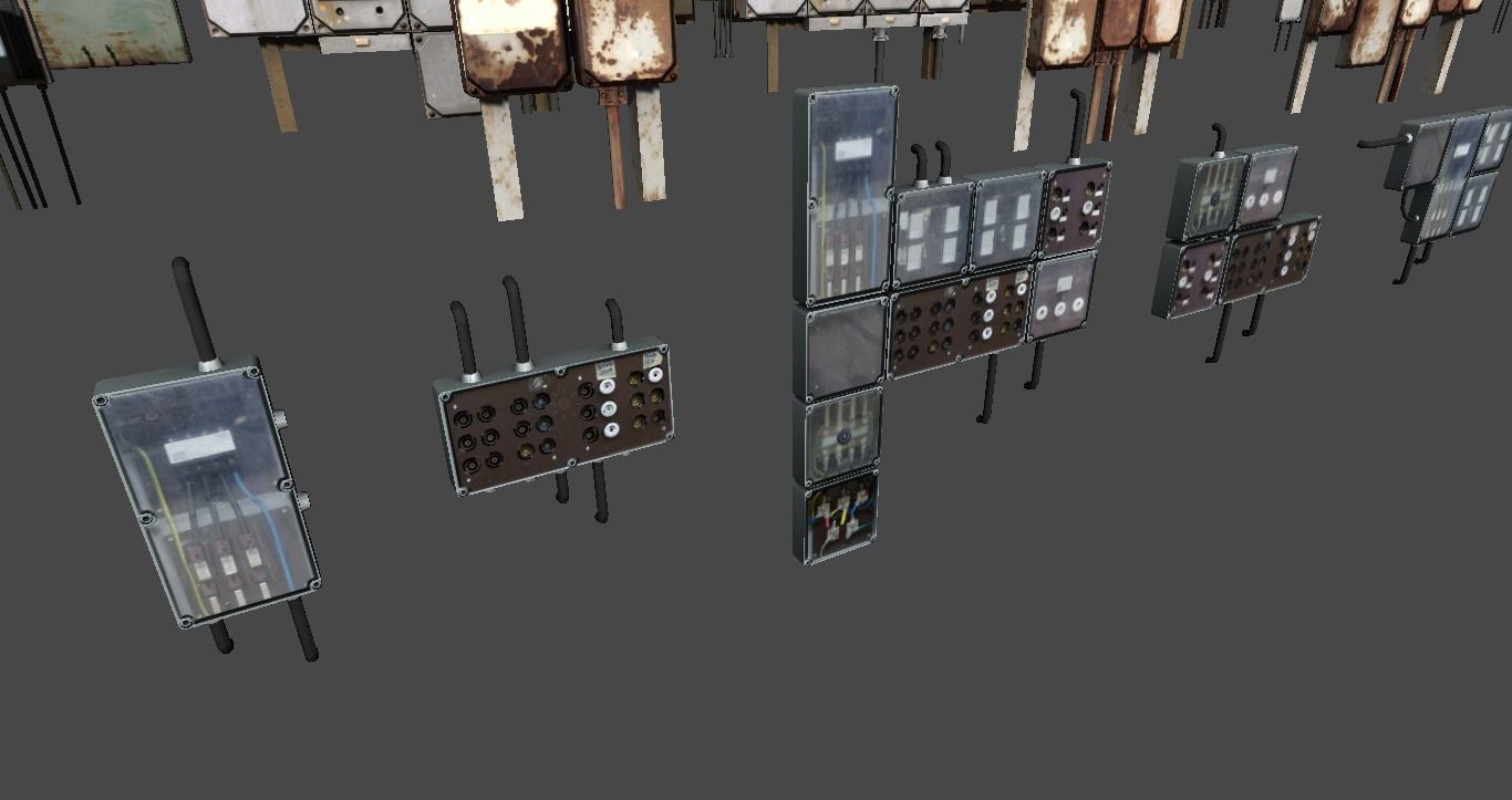 Power supply props collection Low-poly 3D model_13