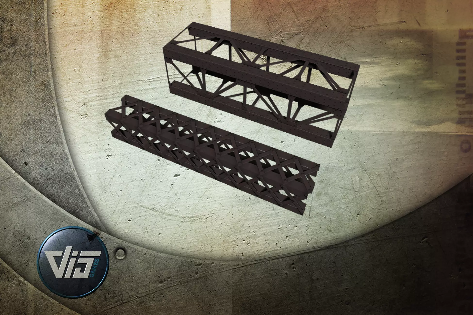 Beam and truss construction set Low-poly 3D model_0