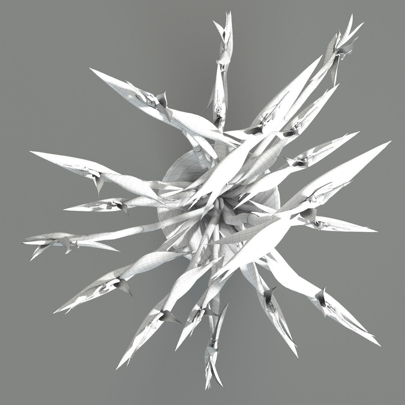 Strelitzia birds of paradise in vase 3D model_5