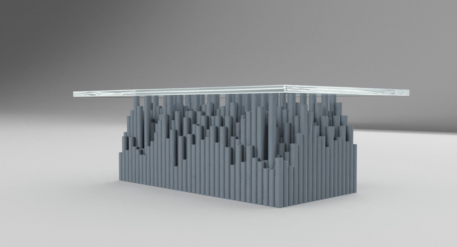 Glass PVC Table 3D model_3