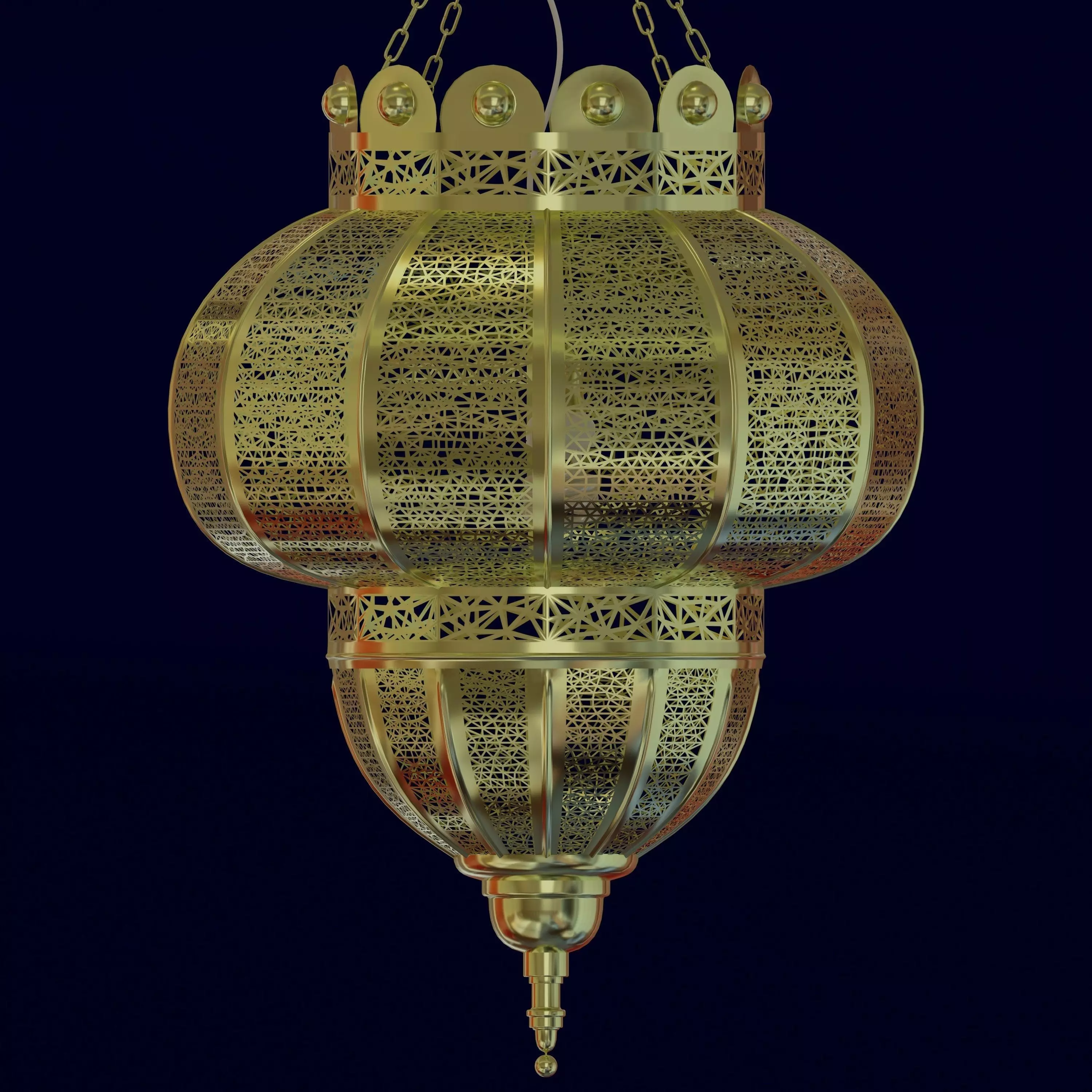 Moroccan Hanging Brass Lamp 3D model_0