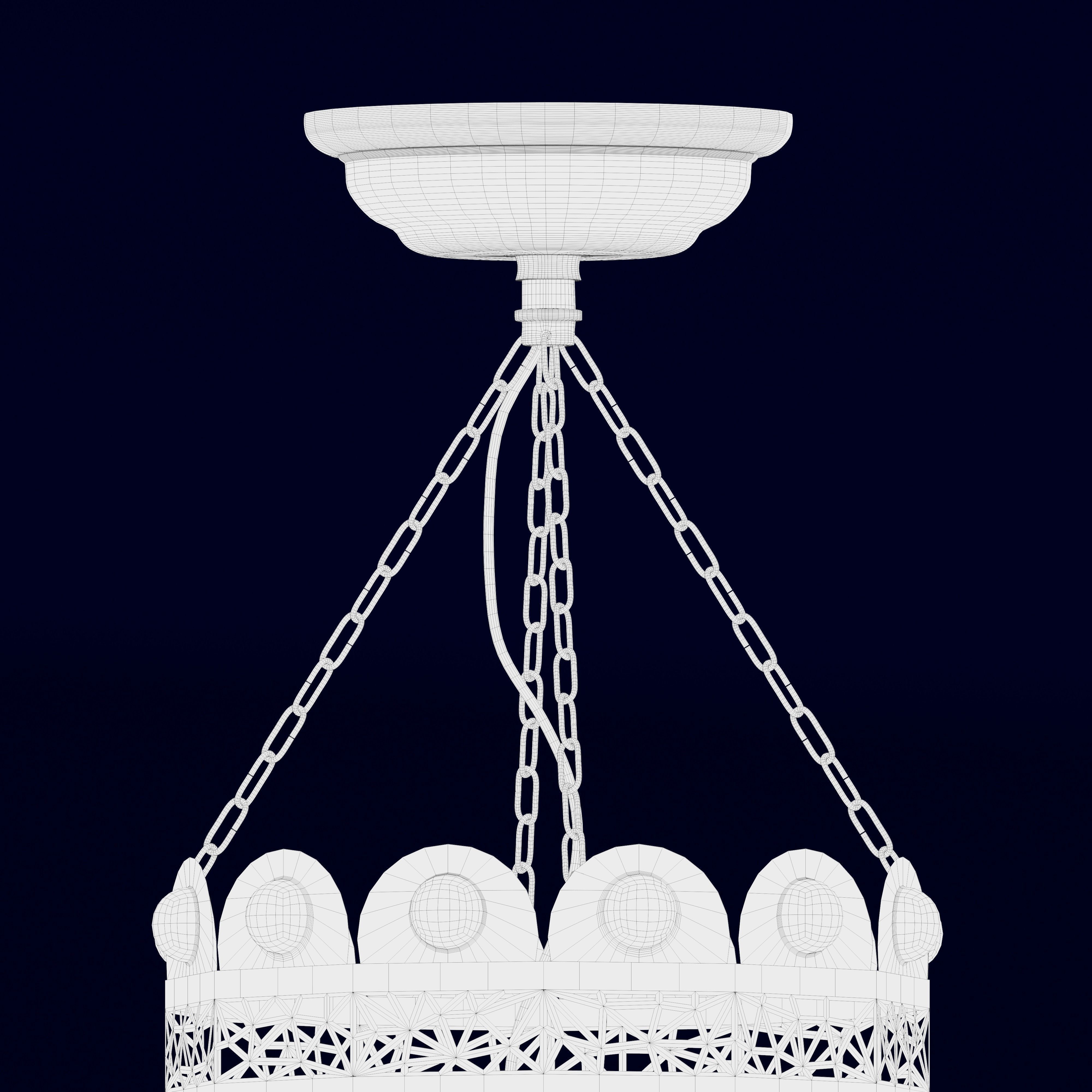 Moroccan Hanging Brass Lamp 3D model_6