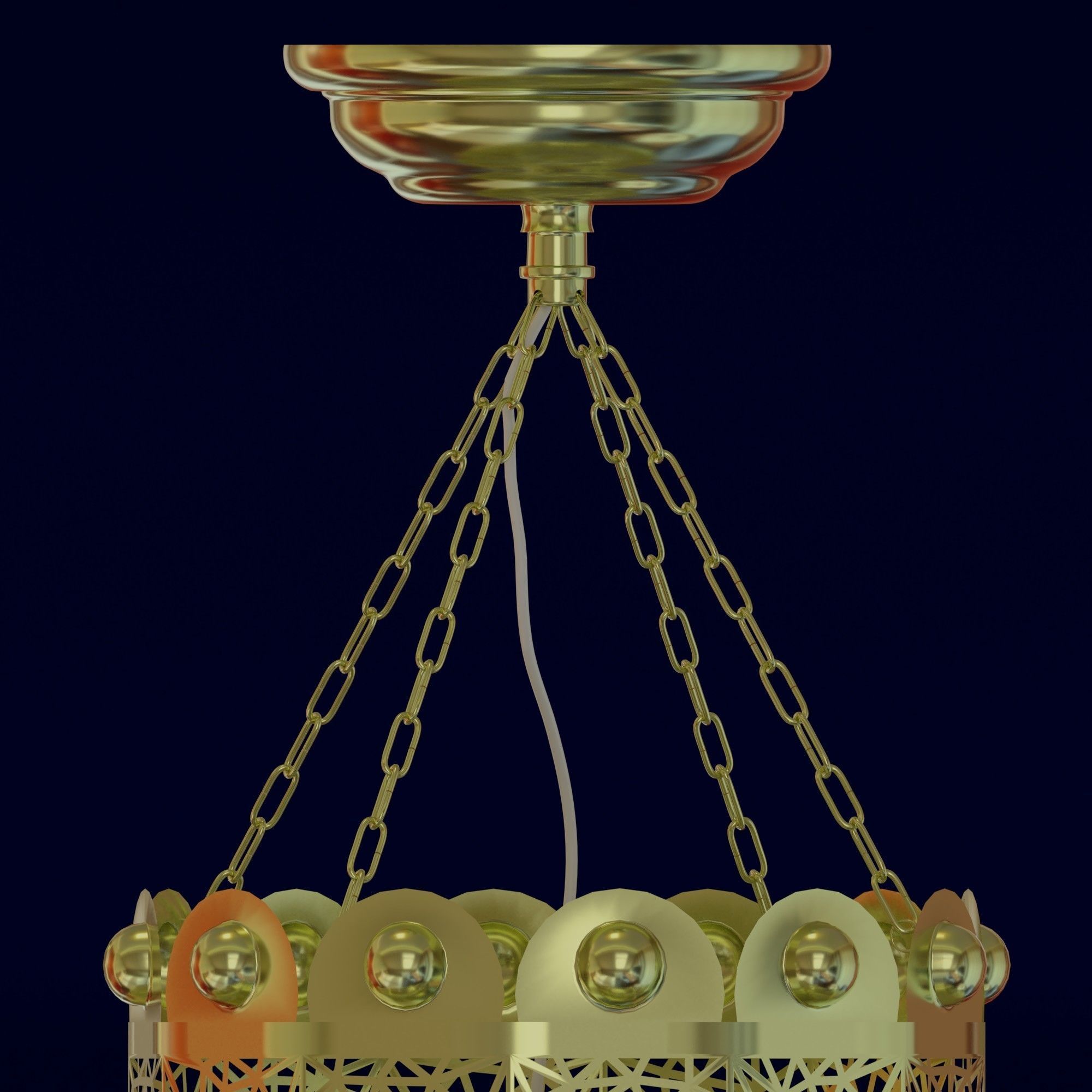 Moroccan Hanging Brass Lamp 3D model_2