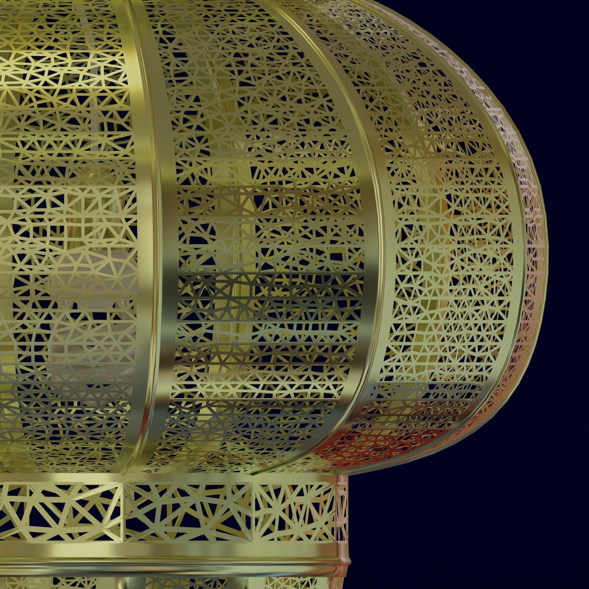 Moroccan Hanging Brass Lamp 3D model_3