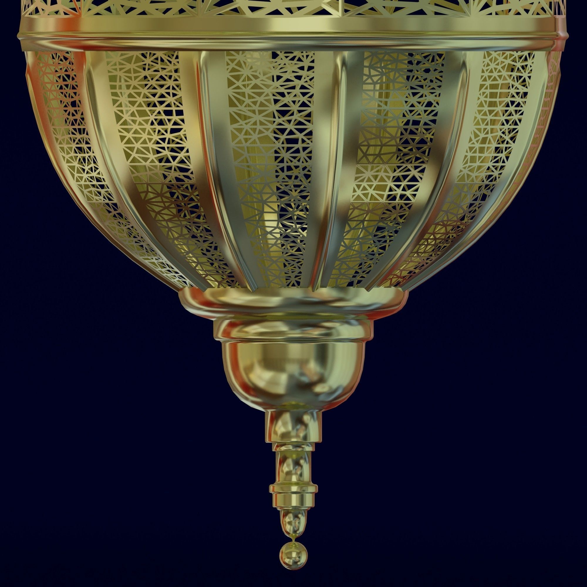 Moroccan Hanging Brass Lamp 3D model_4