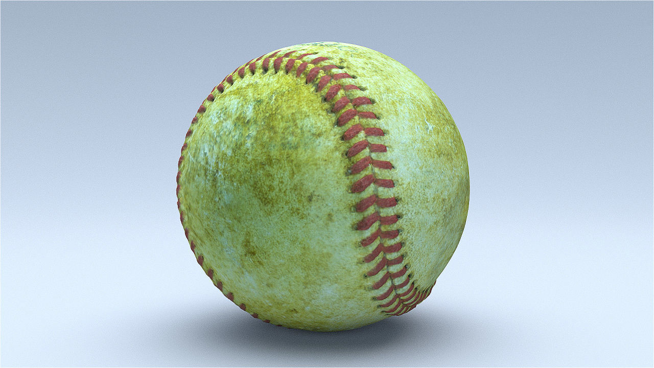 Old baseball 1 cleaned 3D scan with LODs 3D model_1