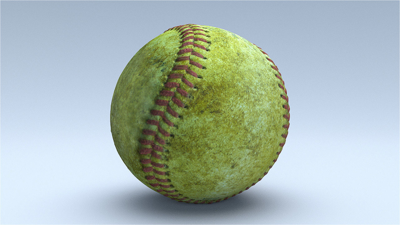 Old baseball 1 cleaned 3D scan with LODs 3D model_2