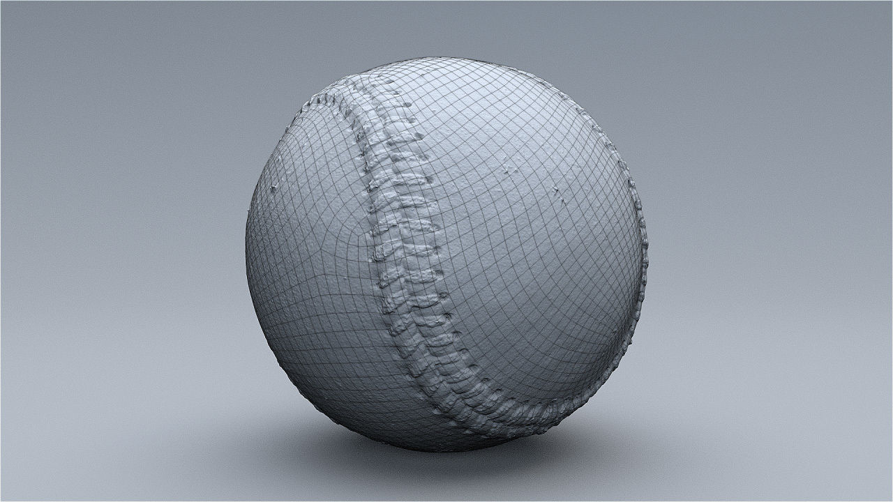 Old baseball 1 cleaned 3D scan with LODs 3D model_4