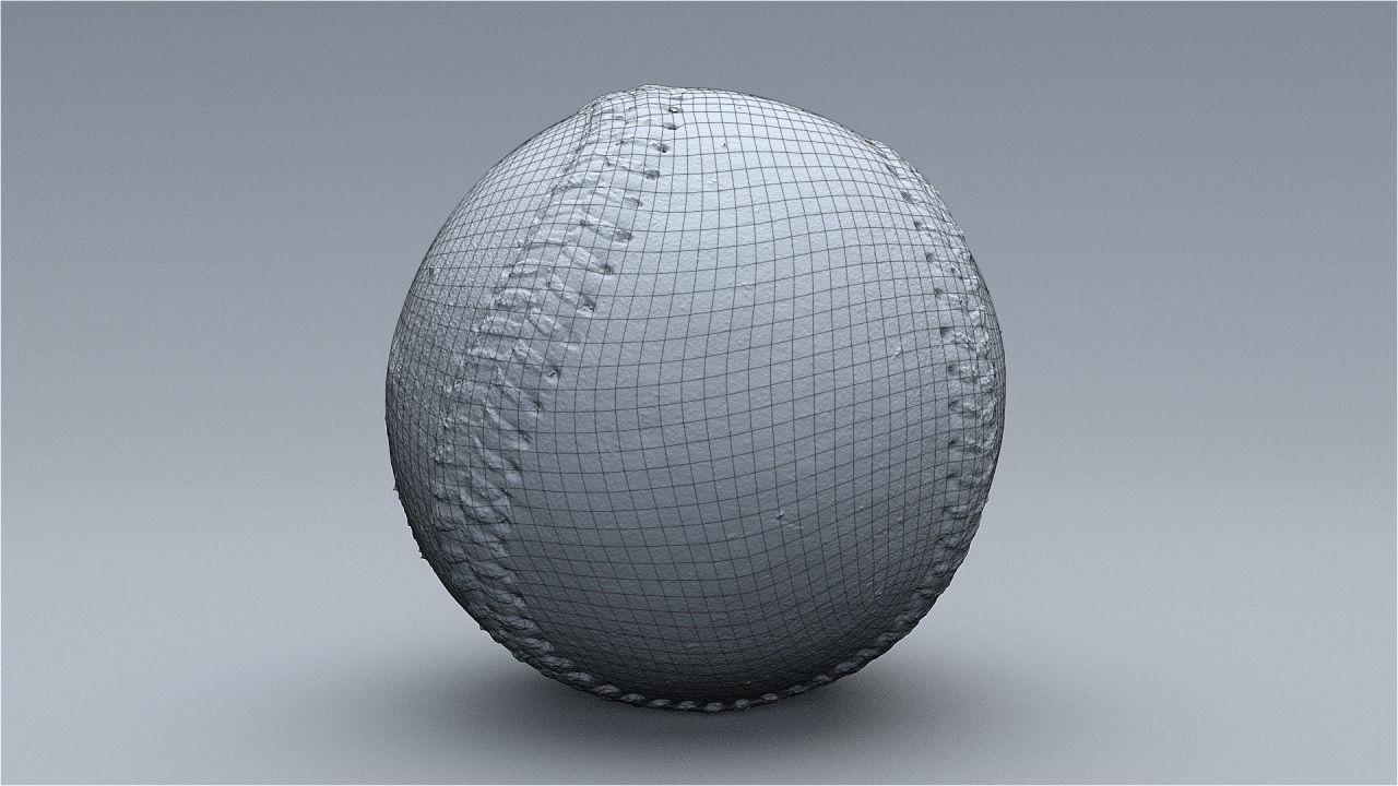 Old baseball 1 cleaned 3D scan with LODs 3D model_3