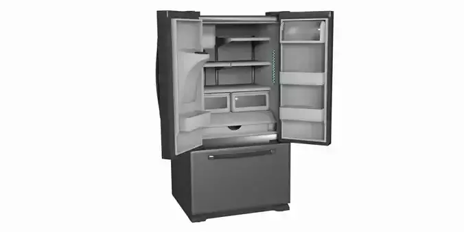 Refrigerator whirlpool french door Low-poly 3D model