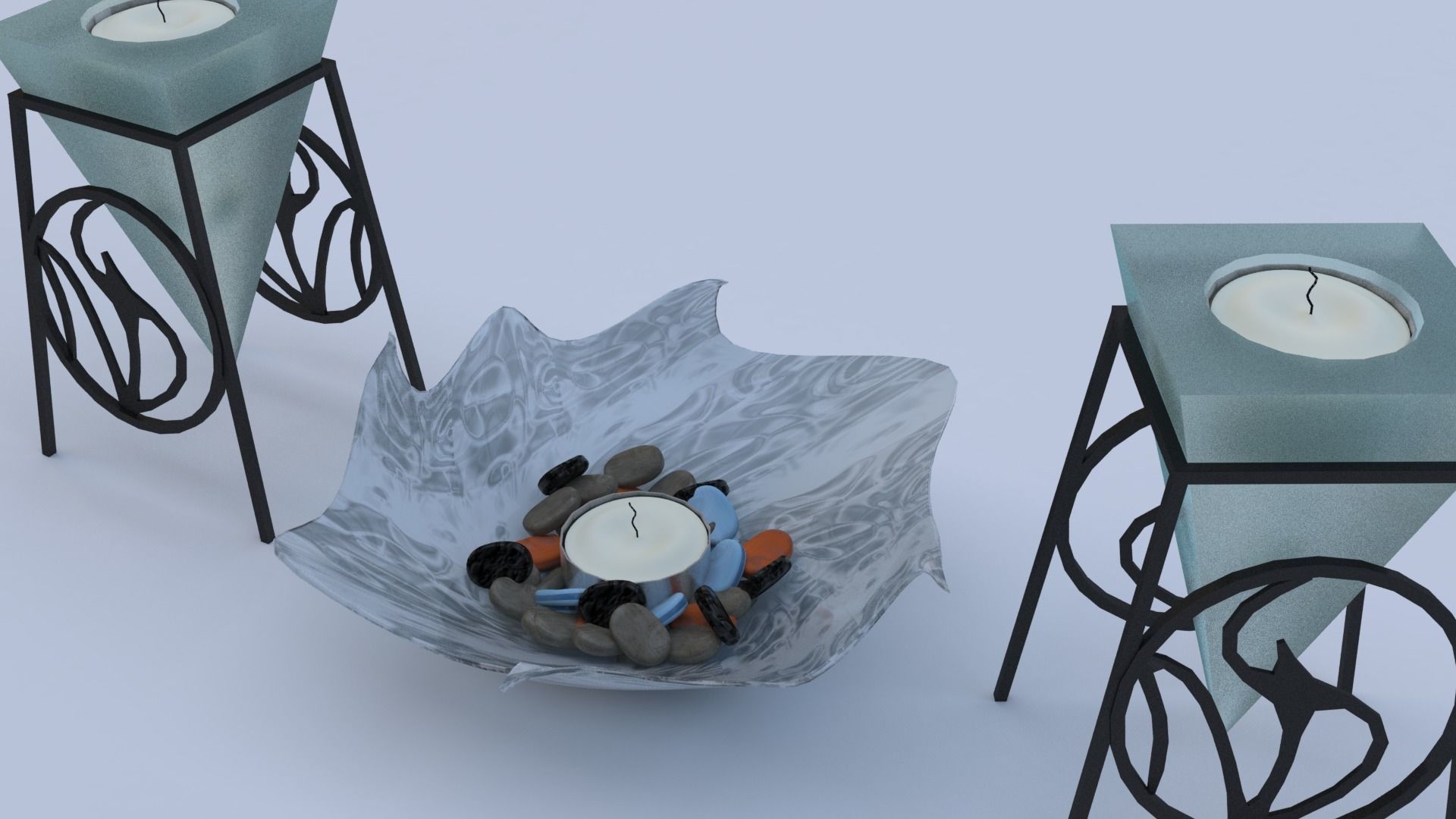 Tea Light Set Free 3D model_1