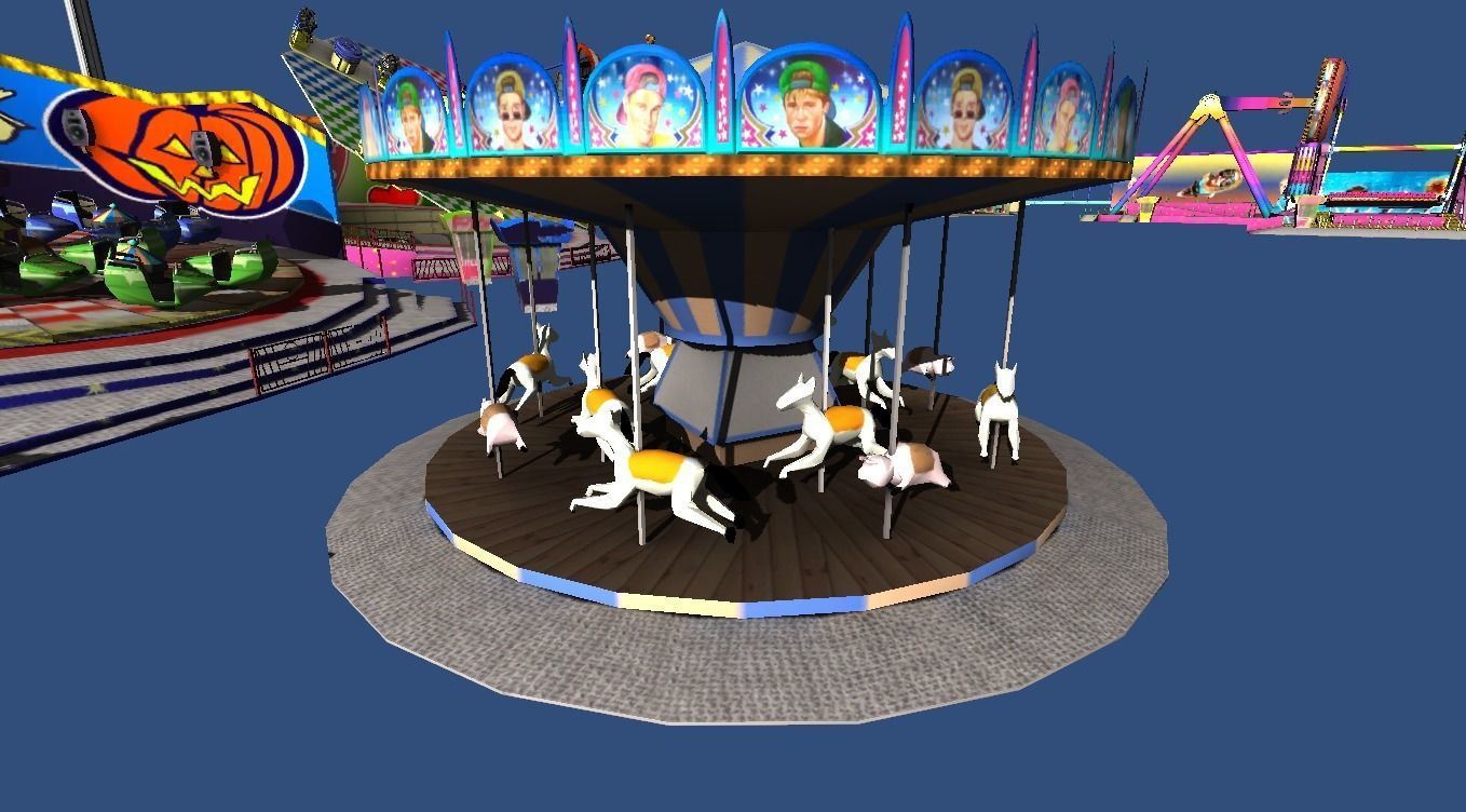 Fairground rides collection Low-poly 3D model_11