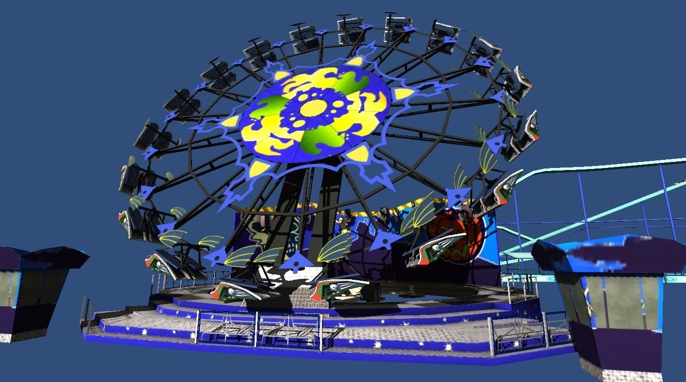 Fairground rides collection Low-poly 3D model_5