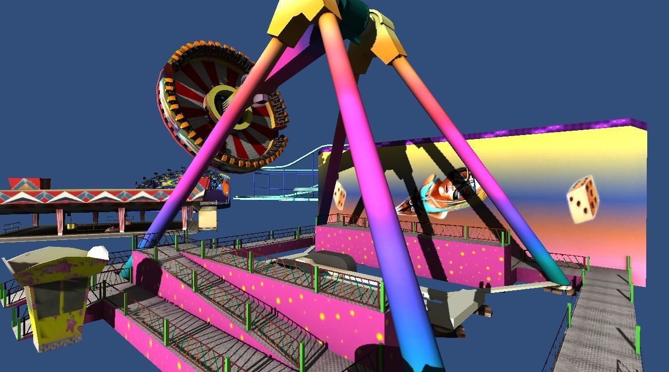 Fairground rides collection Low-poly 3D model_16