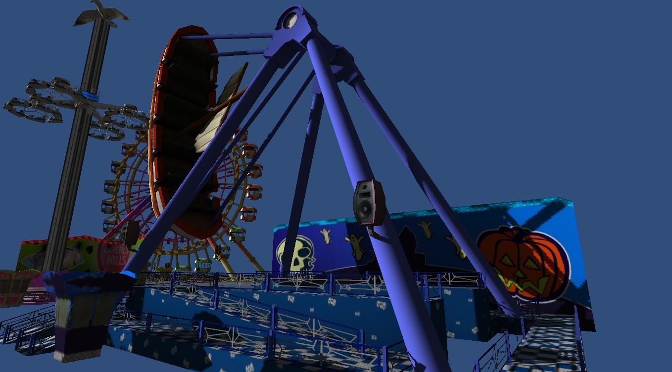 Fairground rides collection Low-poly 3D model_18