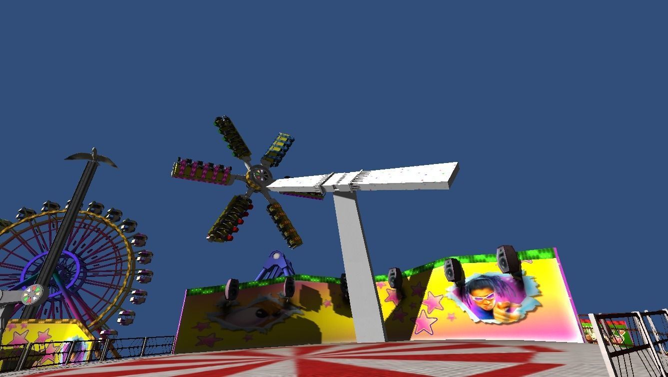 Fairground rides collection Low-poly 3D model_3