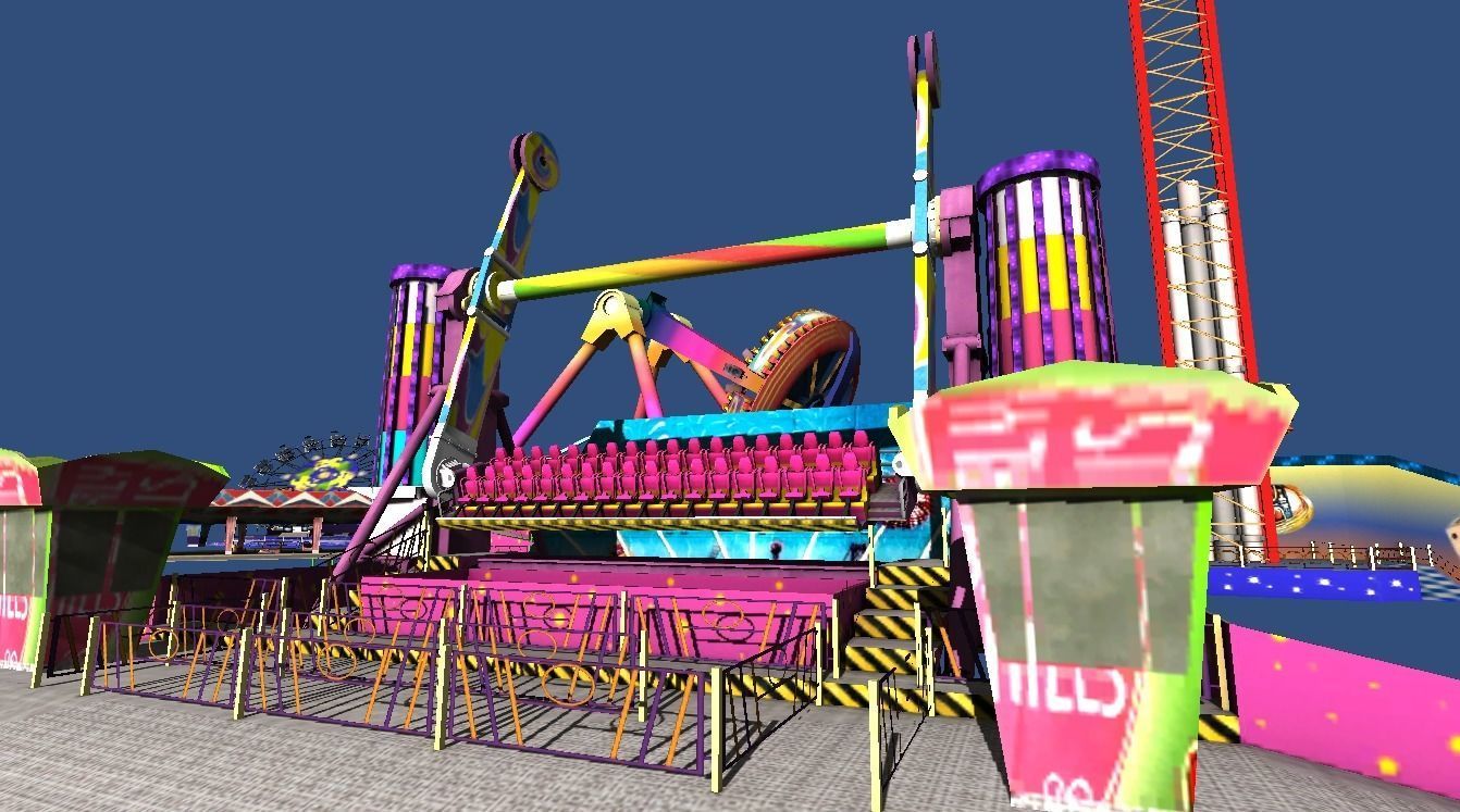 Fairground rides collection Low-poly 3D model_2